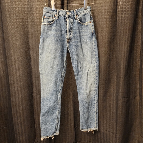 Agolde High-Rise Straight-leg Light Wash Riley Jeans - Picture 1 of 8